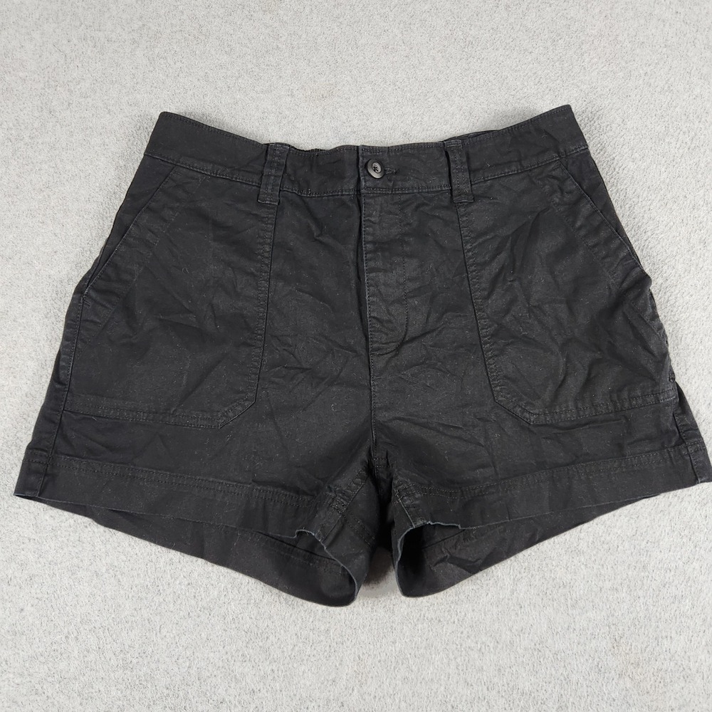 Old Navy Chino Shorts Womens Large Black Cotton Stretch High Rise 2.5" Inseam